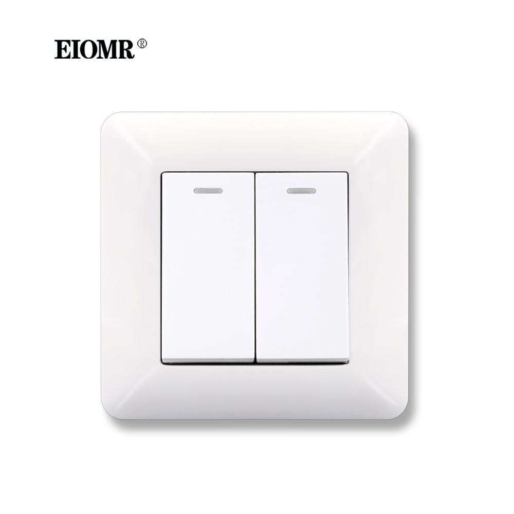 EIOMR EU/UK Standard Lichtschalter 16A 250V 2-fach 1-Wege / 2-Wege Wippschalter Großes Panel Luxus Wandtaster Unterputzschalter