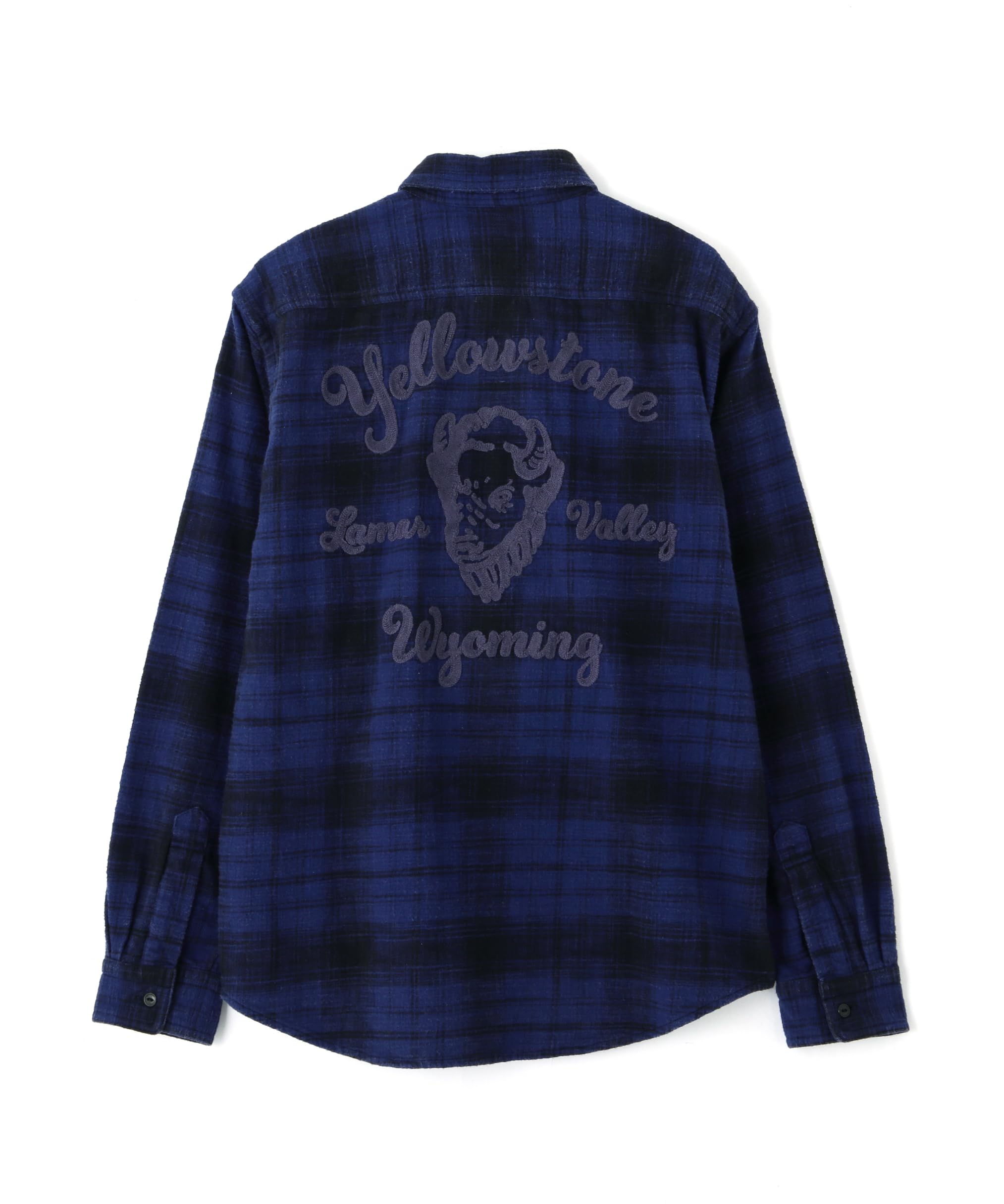 AVIREX BLEACH WASHED NEP CHECK SHIRT  YELLOW STONE  L 120 navy 783-5220016