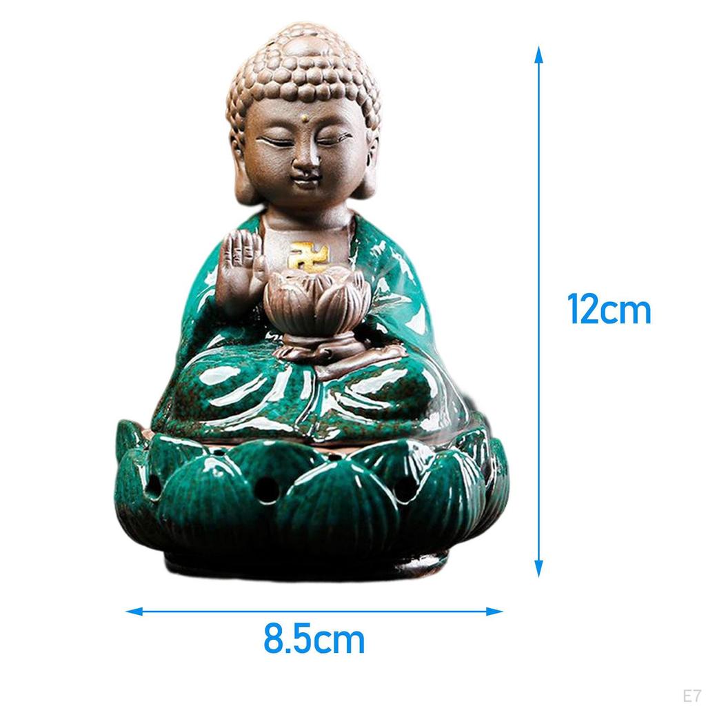 Buddha Statue Figures Cone Holder Ornaments Burner for Living Room