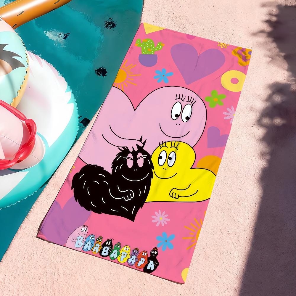 Cartoon B-Barbapapa-S Towel Sports Quick Dry Travel Camping Gear Sandproof Soft Light Large Beach Towel