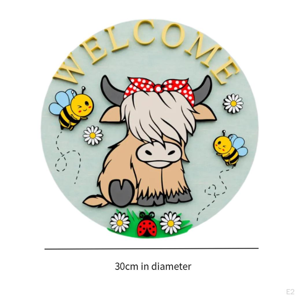 Highland Cow Wood Sign for Entryway, Wall Decor Living Room