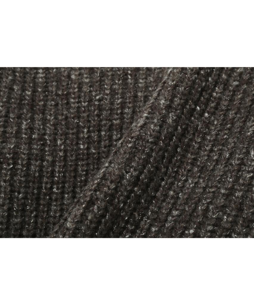 BASEMOMENT Asymmetric High-Neck Zip-Up Knit Melange Brown