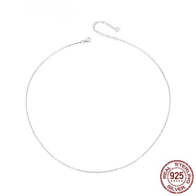 Klassische Basic-Kette aus 925er-Sterlingsilber mit Karabinerverschluss, verstellbare Halskette, Modeschmuck für Damen