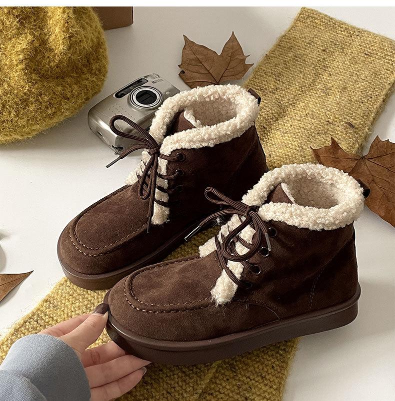 

Fashion commuter explosion brown platform snow boots women s 2025 new winter velvet warm non-slip cotton shoes 40 темно-коричневого