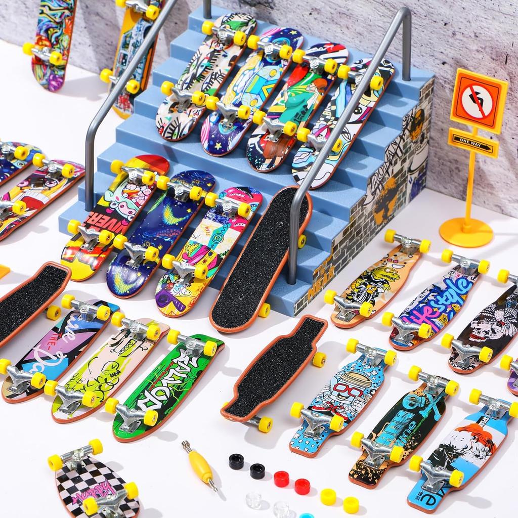 Hiboom 50 Pack Fingerboard Finger Skateboards Professional Finger Boards Collectible Mini Skateboards Creative Fingertips Movement Toys Finger Sports