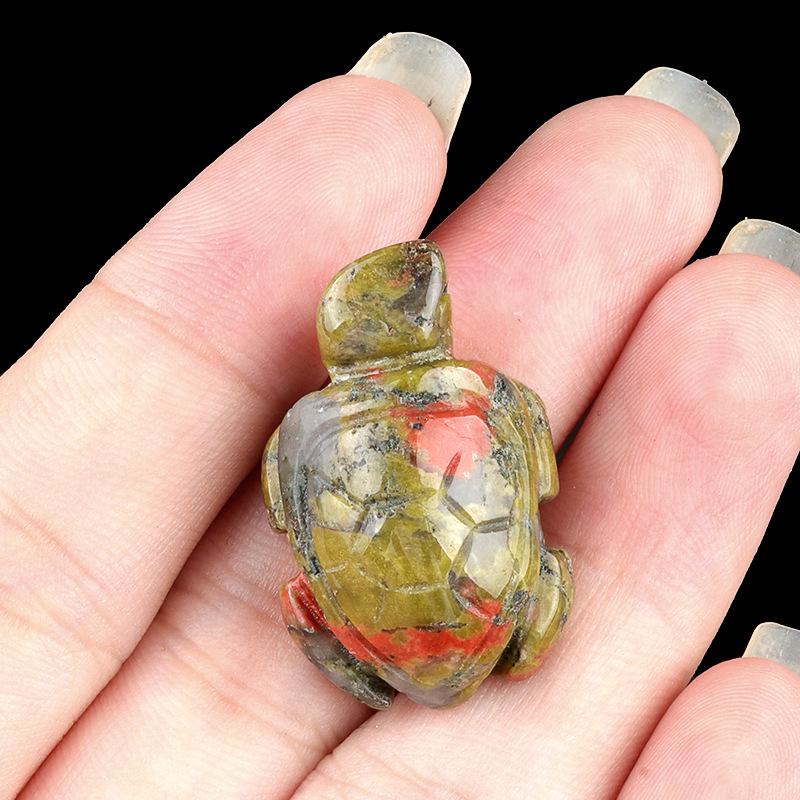 Mini Sea Turtle Ornament: Amethyst, Agate & Jade Carved Marine Landscape (1985-1in)