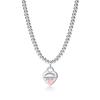 Heart-Shaped Enamel Cross Chain Necklace with Peach Heart Beads for Women - Fashionable Classic Style