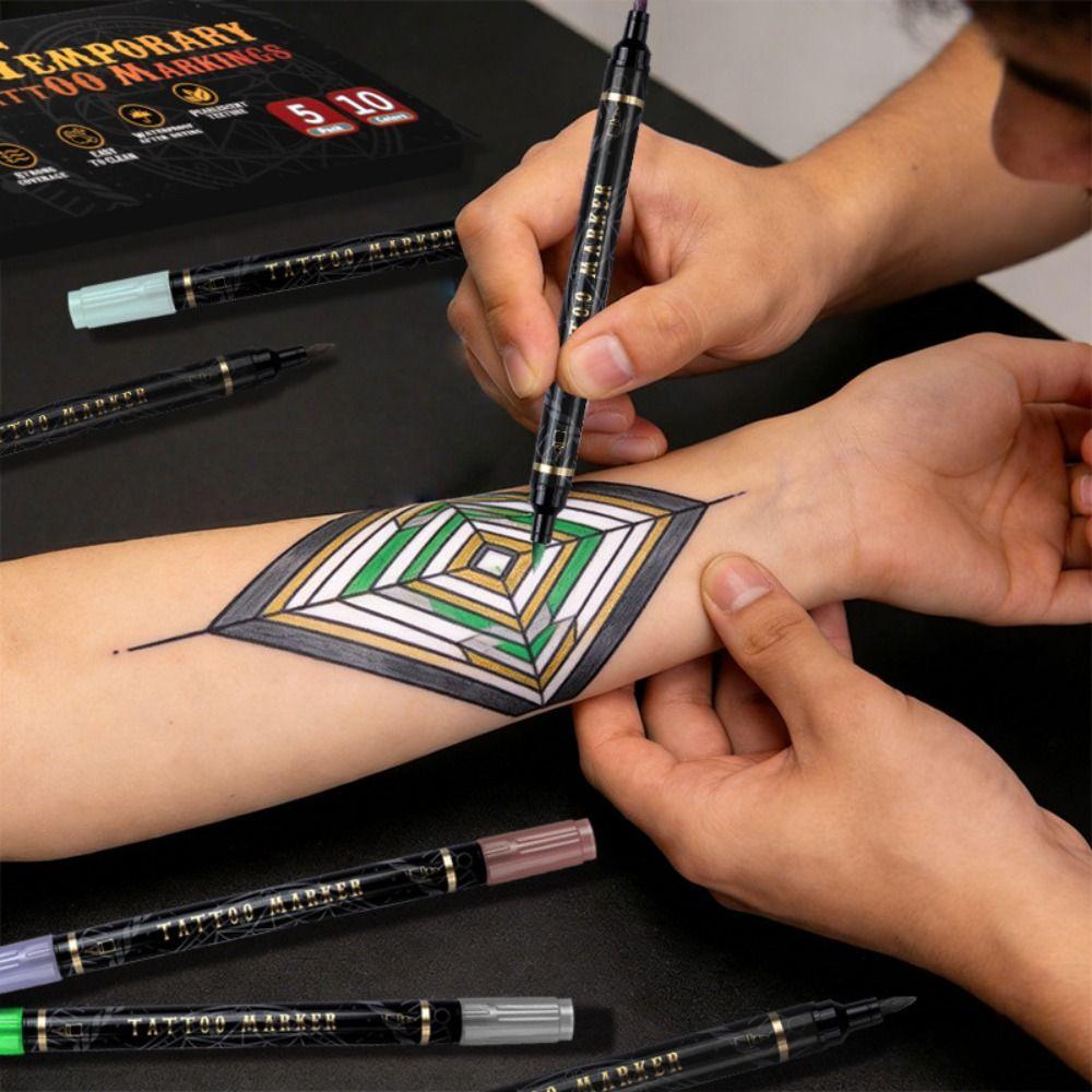 Non-Toxic Tattoo Doodle Pen Easy Wash Off Tattoo Marker Pen  for Cosplay Raves  Festivals Party