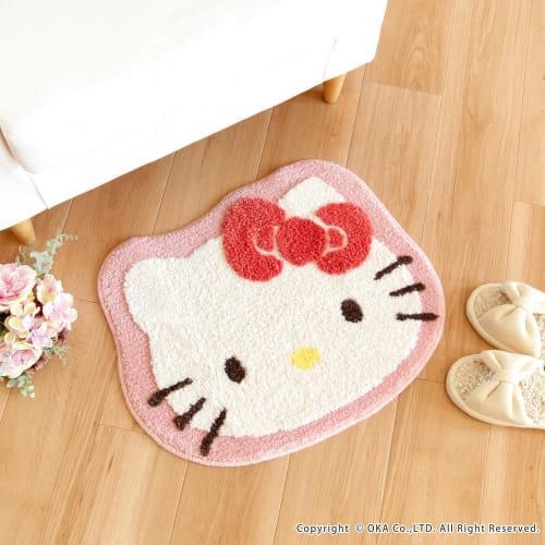 OKA Sanrio Characters Washable Mat, Approx. 45cm x 55cm, Red (Hello Kitty) (Sanrio Hello Kitty Cute Character)