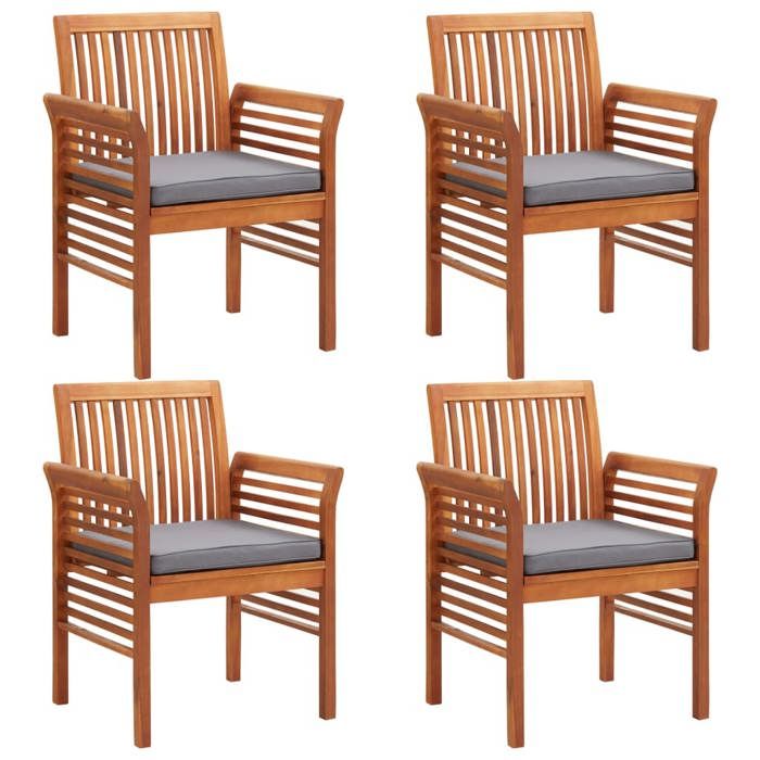 Maison Exclusive - Ensemble à manger d'extérieur 5 pcs et coussins Acacia solide