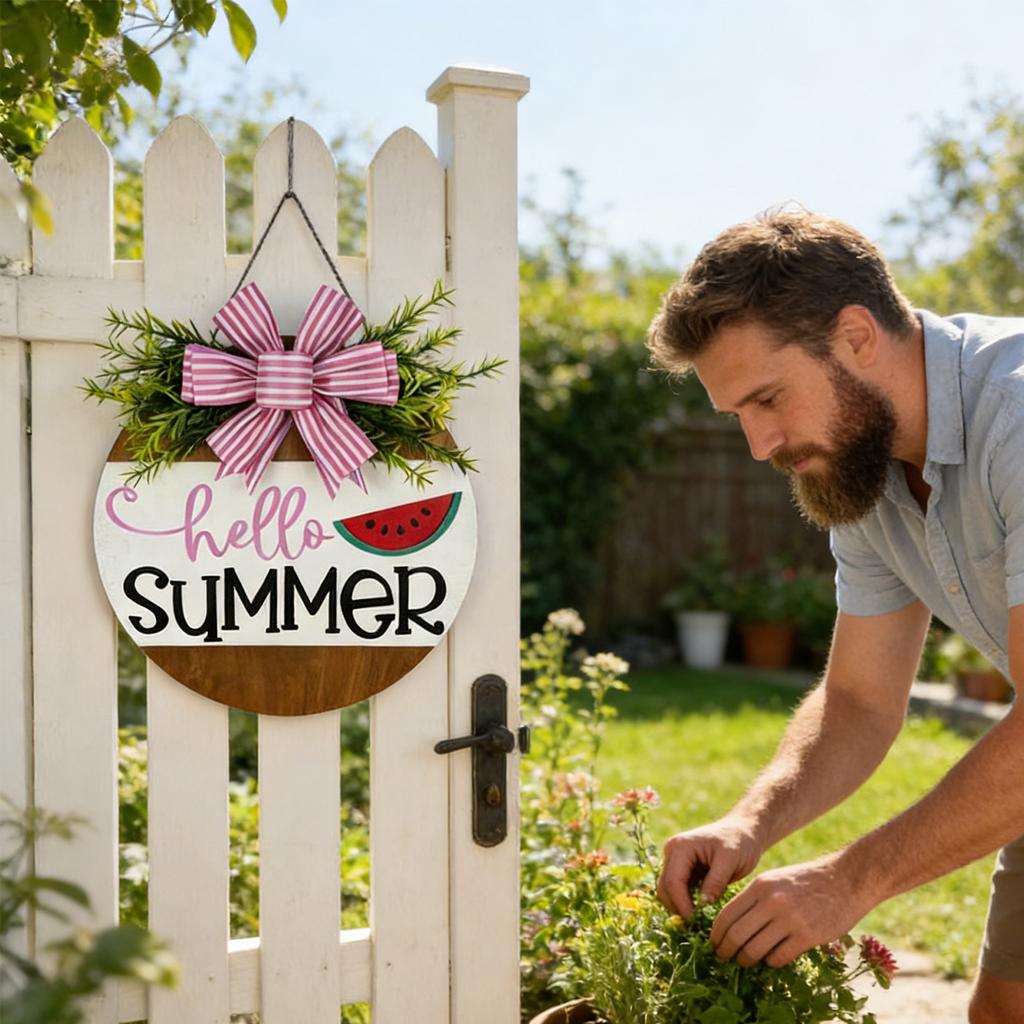 Wooden Hanging Tags, Hanging Signs, Summer Sweet Watermelon, Outdoor Garden,  Courtyard Decoration,