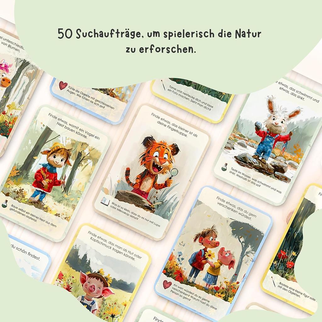 50 Cartes d'Exploration pour Enfants - Chasse au Trésor en Plein Air et Découverte de la Nature I Jeu de Recherche Passionnant I Jeux Éducatifs de 4 à 8 Ans