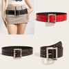 Belt Punkinspired Leather Decorative Nail Motifs Snap Closure Trendsetter Looks