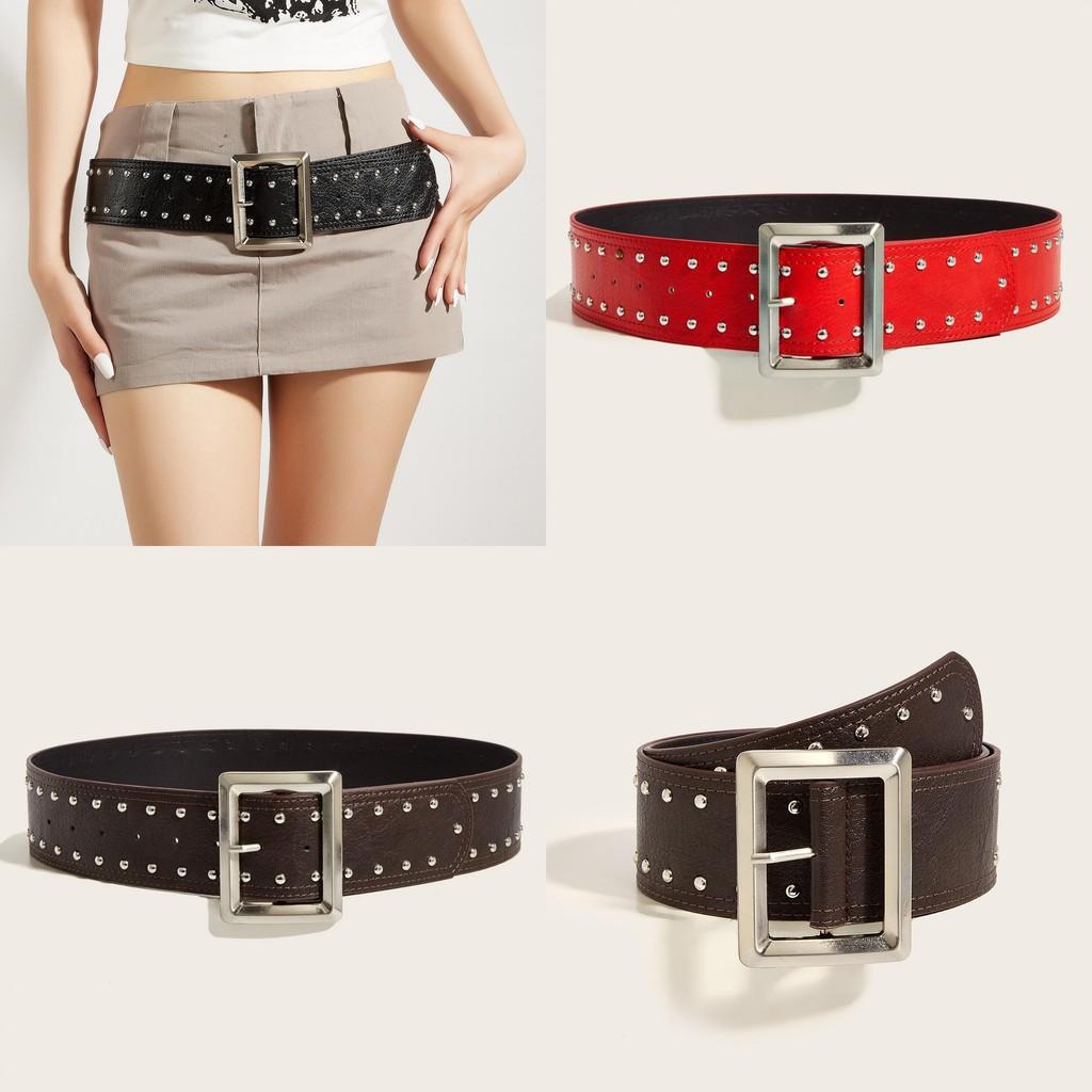 Belt Punkinspired Leather Decorative Nail Motifs Snap Closure Trendsetter Looks