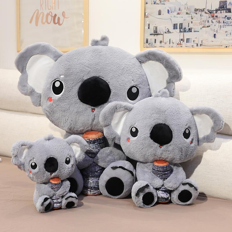 Giant Simulation Australia Koala With Wood Plush Toy Soft Pillow Stuffed Animal Koala Bear Doll Birthday Gift