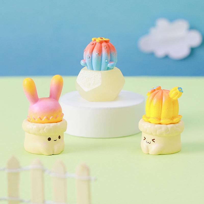 Creative Cute Simulation Cactus Plant Decoration Succulent Potted Ornament Crafts Desktop Trinkets Home Landscape Accessories