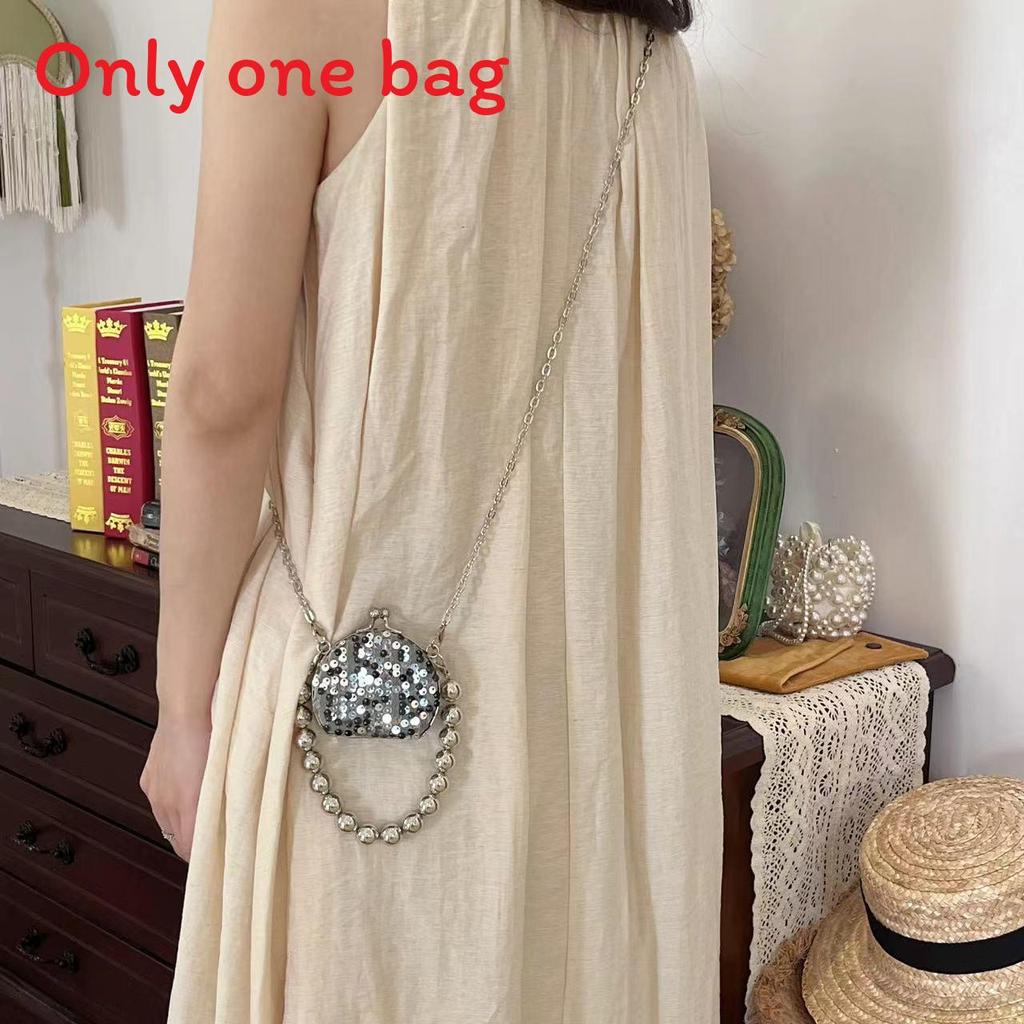 Acrylic Mini Box Bag With Chain Strap And Sequin Embellishments For Casual Travel