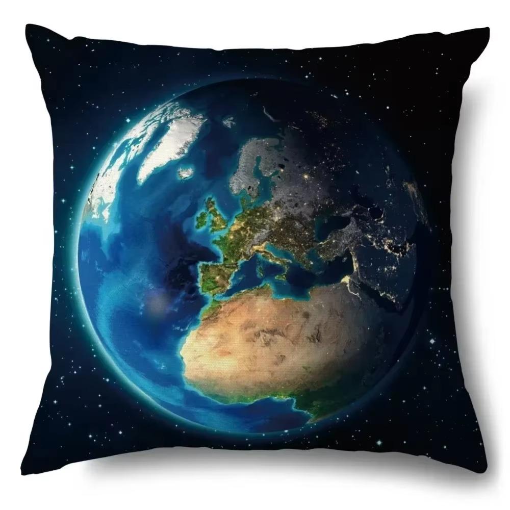 Luxury Home Decor Pillow Cover Living Room Sofa Cushion Cover Blue Planet Astronaut Pattern Cushion Cover