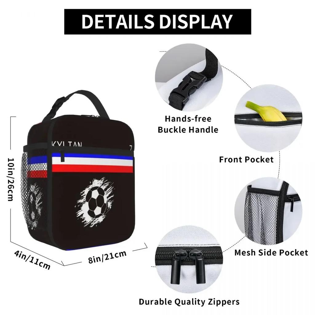 Kylian Mbappe Insulated Lunch Bags Waterproof Picnic Bags Thermal Cooler Lunch Box Lunch Tote for Woman Work Kids School
