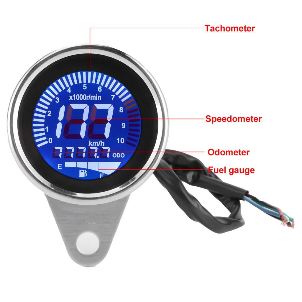 Motorcycle MultiFunctional Meter Tachometer Odometer Fuel Gauge Speedmeter 12V  (Black )