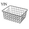 Decorative Metal Grid Baskets Iron Storage Basket, Nordic Style Wire Organizer Bin, Large Breathable Mesh Boxes Capacity Container for Kitchen