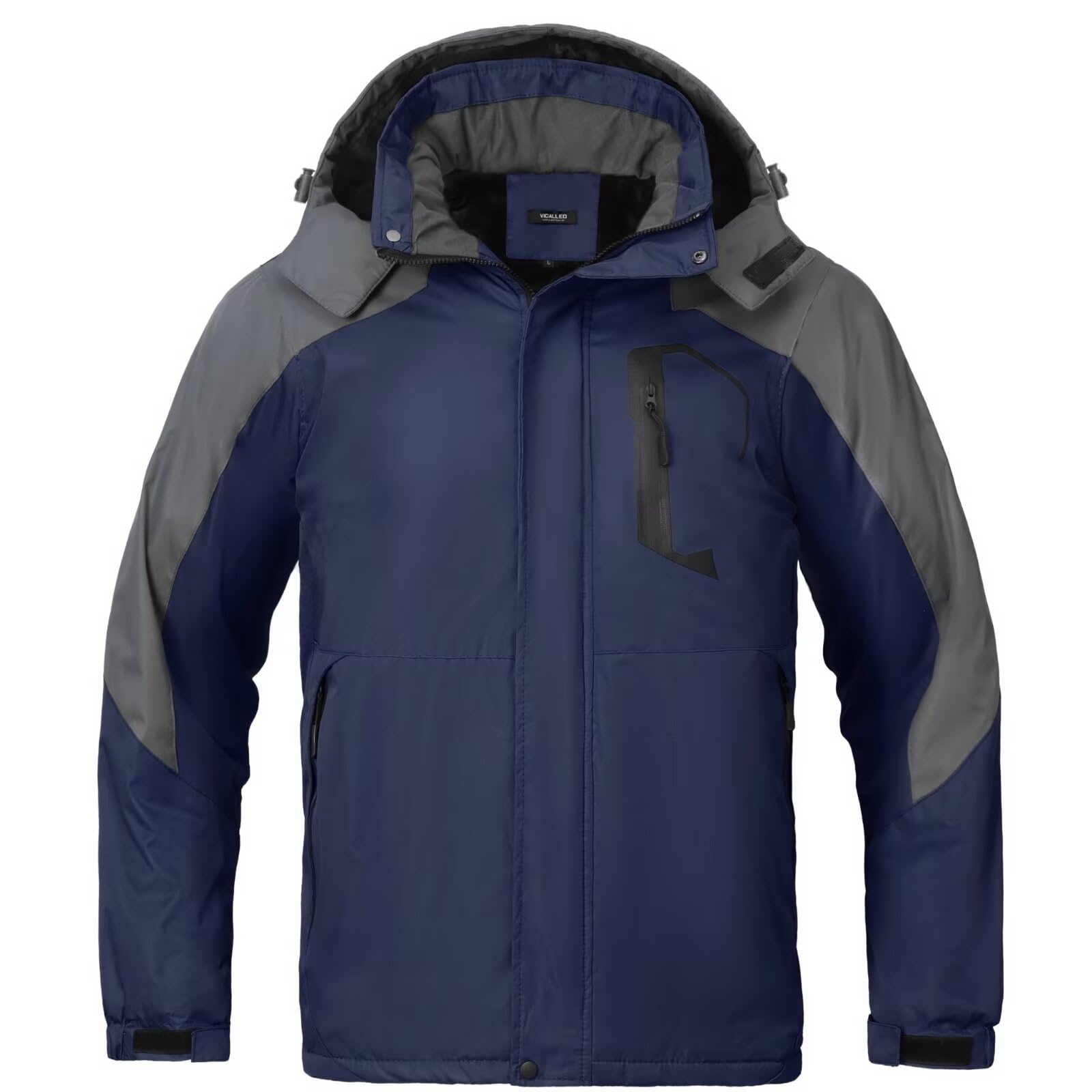 

VICALLED Winter Mountain Windbreaker Jacket with Padded Removable and Ideal for Skiing and Climbing Men s Parka, Fleece-Lined Lining, Windproof, Hood,