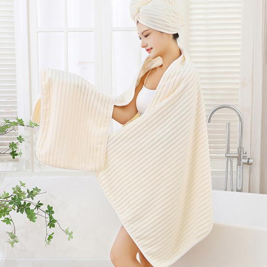 3Pcs/Set Absorbent Bath Towel Large Coral Velvet Bath Wrap Towel Hair Hat Set Lint-Free Shower Drying Wrap for Bathroom Gym Beach Travel