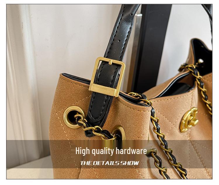 Damen Retro Farbblock Tragetasche mit Kette - Vielseitiger Schulter- & Umhängetaschen-Stil für den täglichen Gebrauch