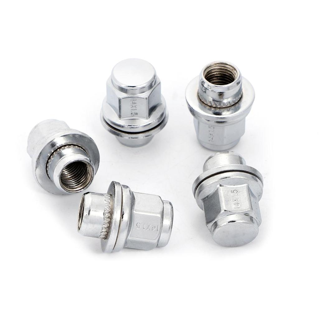 Partools 20 Pcs Wheel Nuts M14xP1.5 Compatible Toyota Lexus Silver Color (Set of 20)