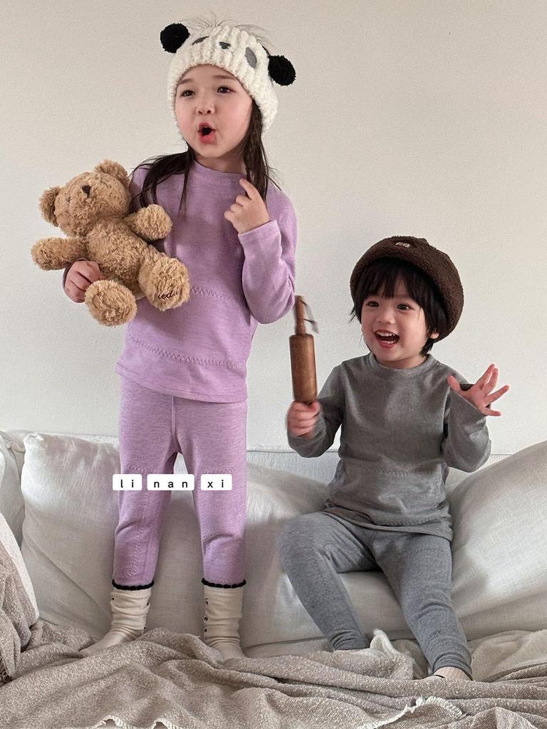 Children's Fleece-Lined Autumn Pants with Knee Pads - Warm, One-Piece Base Layer for Boys and Girls