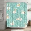 Charming Owl Rabbit Print Shower Curtain Blue Floral Pattern for Bathroom Decor Easy Installation with Hook Rings Set Included (