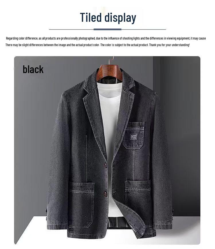 Men's Trendy Single-Breasted Denim Blazer - Versatile, High-End Jacket for Spring/Autumn.