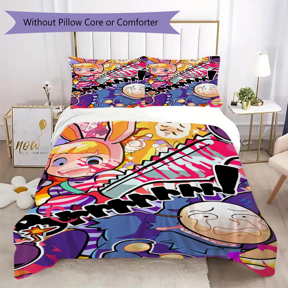 Popee the Performer Inspired Pattern Bedding,Quilt Set Quilt Cover Pillowcase Home Birthday Gift (1*duvet cover+2*pillowcase,without core)XSJT0917173