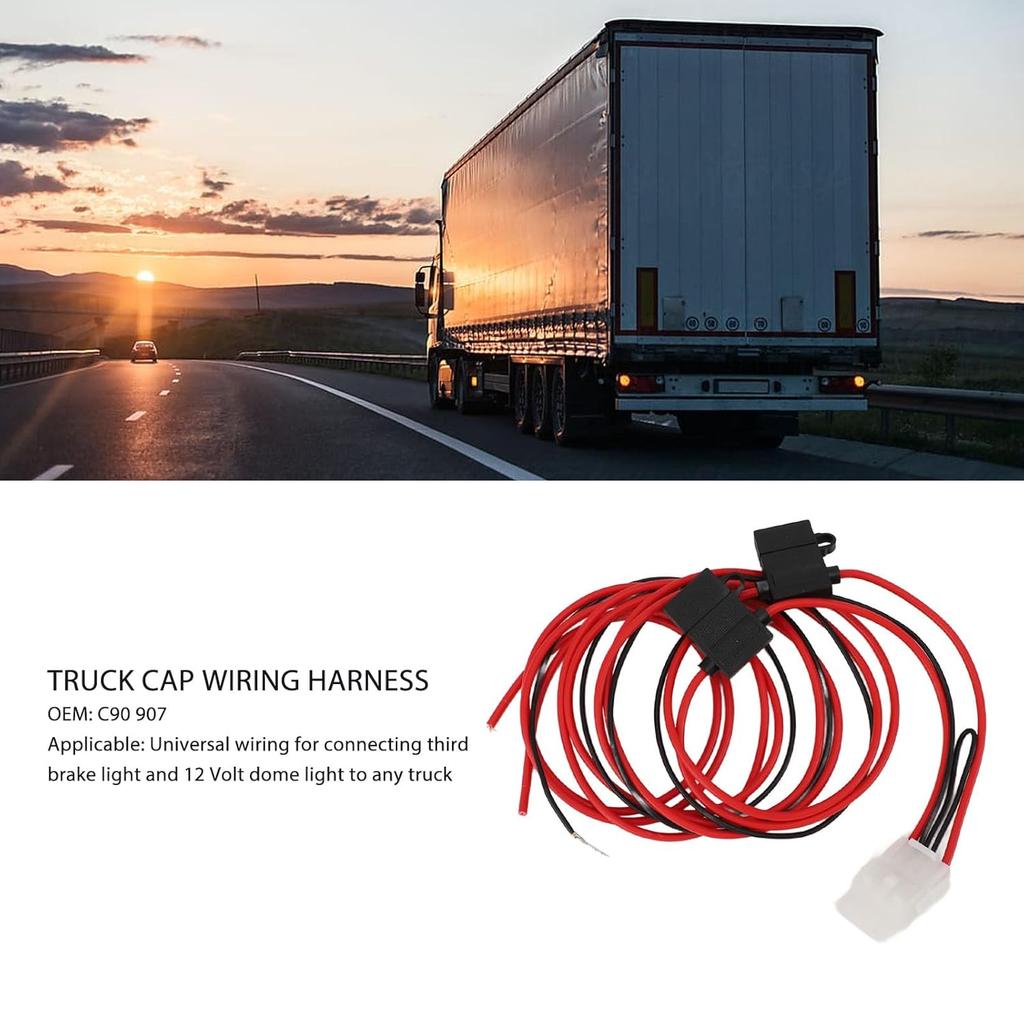 Truck Light Wiring Harness Replacement C90 907, Universal Truck Wiring Harness Wire Kit for Third Brake Light and 12 Volt Dome Light
