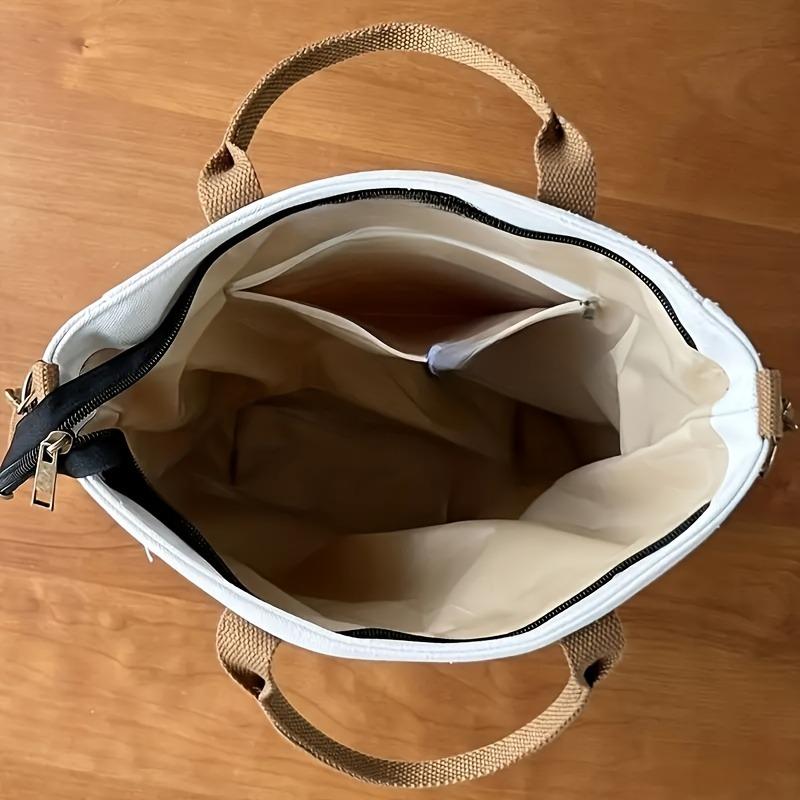 Japanese Style Thickened Nylon Tote Bag with Multi Pockets, Casual Student Laptop Shoulder Crossbody Bag Lightweight Durable