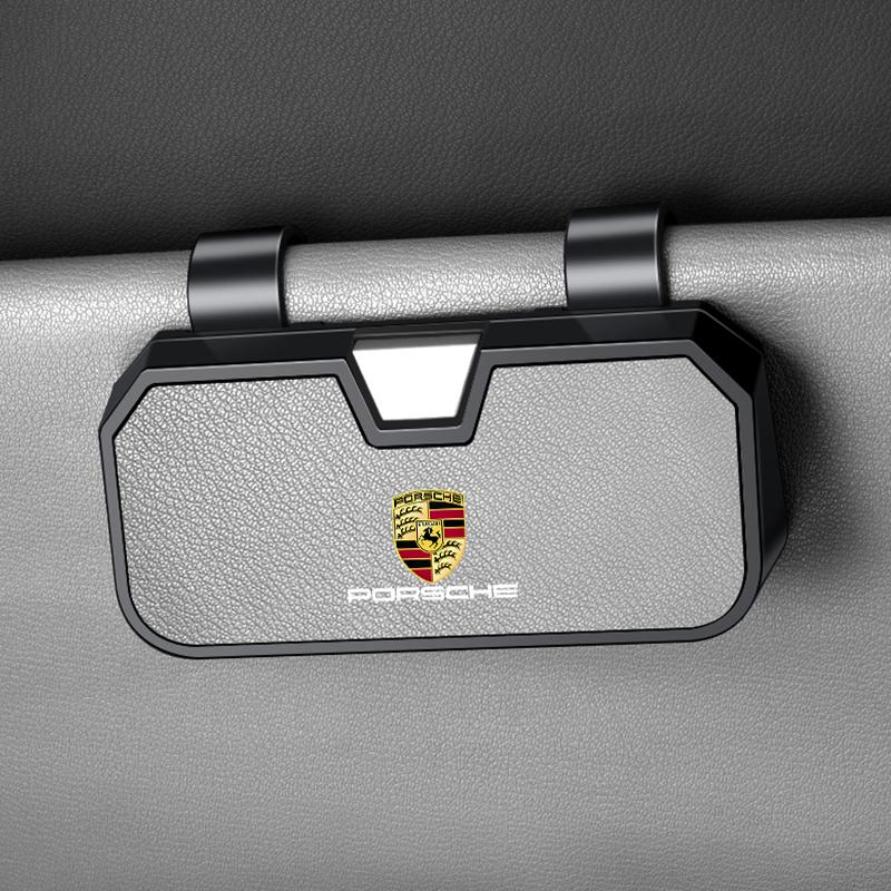 Car Visor Sunglasses Case Holder Clip Goat Eyeglasses Hanger For Porsche Cayenne Panamera Macan Boxster Cayman 718 911 Sticker