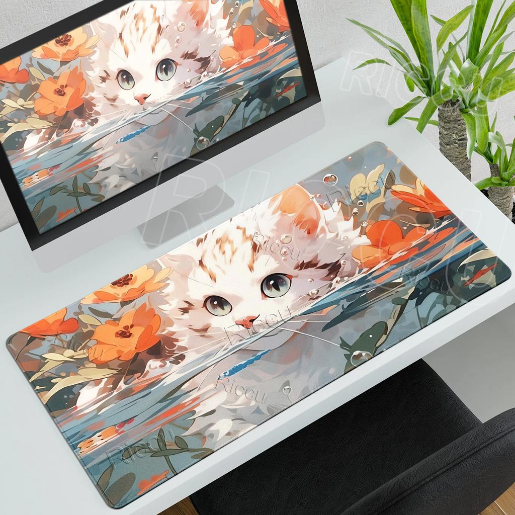 Anime XXL Mouse Pad Gaming Accessories Cartoon The Cat in the Water Keyboard Carpet Gamer Desk Mat Cute Computer Offices PC Rugs