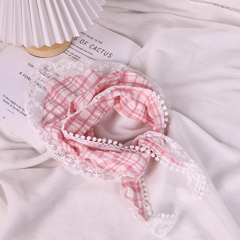 French Knit Lace Headscarf, Women's Boho Pastoral Triangle Hair Band Headband