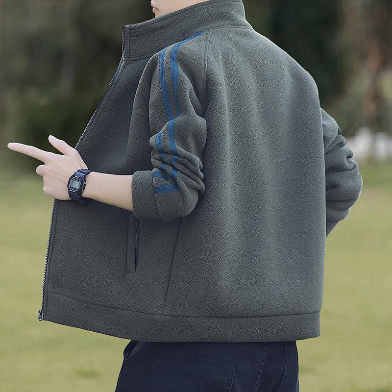 

FANSET Модная мужская флисовая куртка: Новая Осенне-Зимняя Повседневная Уличная, С Толстой Подкладкой, Спортивная С Воротником-стойкой M (100-120 lbs)