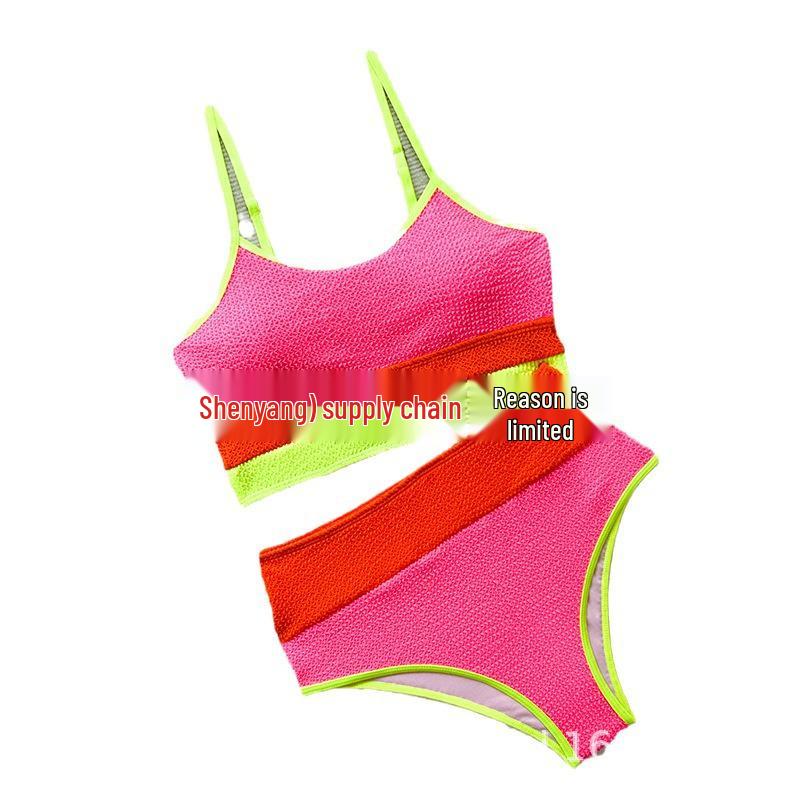 2024 Women's High Waist Color Block Splicing Bikini Set