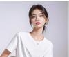 Women's High-End White Mercerized Cotton T-Shirt - Summer 2026 Pure Cotton Short Sleeve, Round Neck, Loose Fit, Slimming Top