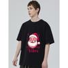 Christmas T Shirt Black Santa Claus Face and Christmas Vibes Print for Holiday Party