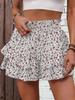 Women High Waist Smocked Ruffle Skort Layered Tiered Casual Summer Wide Leg Shorts Skirt