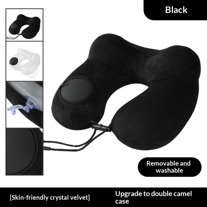 U-Shaped Comfortable Self-Inflating Air Pillow Neck Support Inflatable Airplane Travel Neck Pillow Inflatable Sleeping Pillow