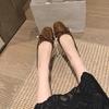 Grape Mom Frida Girl~ Square Head Bow Light Mouth Delicate Pearl Ballet Flat Shoes Lambskin Single Shoes