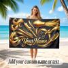 Barber Salon Theme Quick Dry Beach Towel Custom Name Text Print Large Sand Resistant Towel Beach Vacation