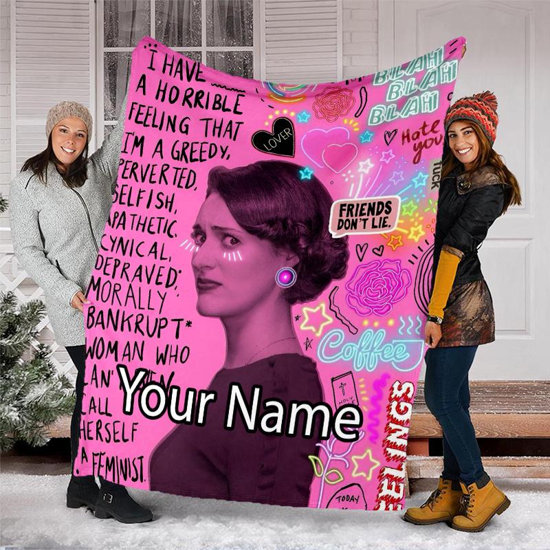 Custom Name Fleabag Theme Printed Blanket - Perfect for Couch, Bed, Travel & Outdoor Use | Machine Washable, Cozy & Durable.