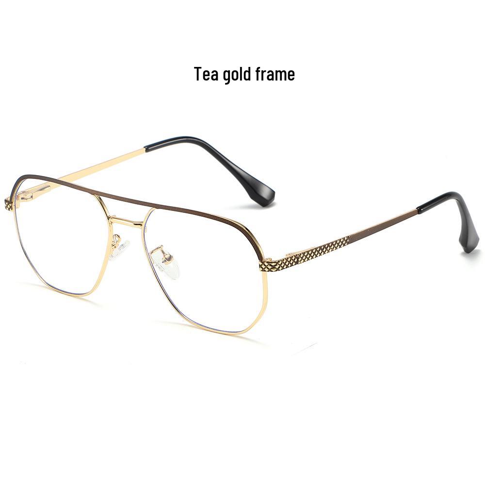 Double Bridge Men's Fashion Glasses - High-End Blue Light Blockers for a Personalized, Casual Look