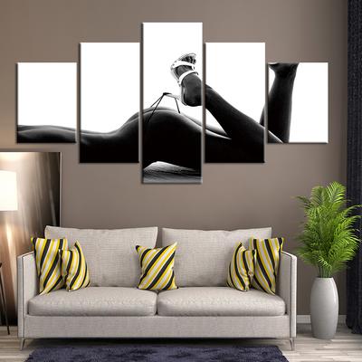 5 Panels Canvas Prints Painting Nake Woman Body Sexy  Art Wall Art HD Print Picture for Living Room Wall Black White