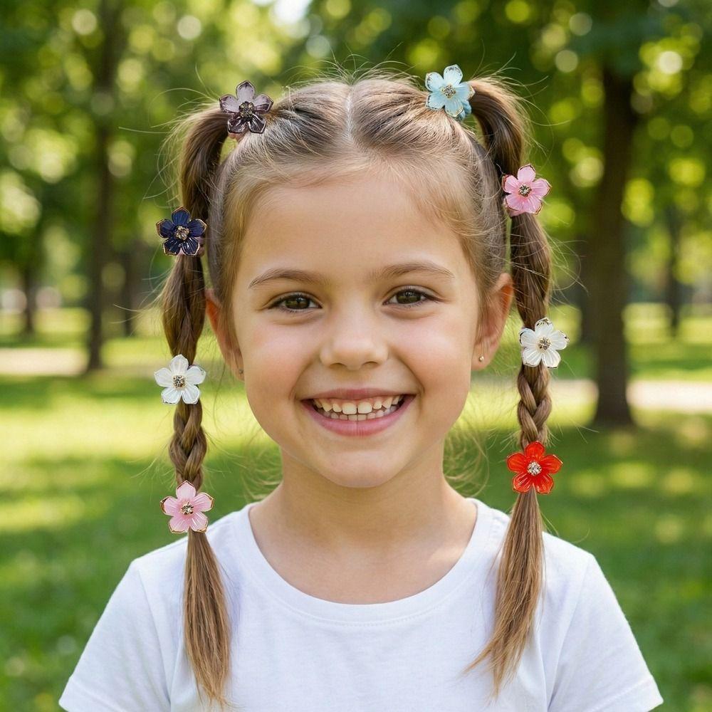 10pcs Non-Slip Flower Girls Hair Ties High Elasticity Braiding Elastic Rubber Bands Girls